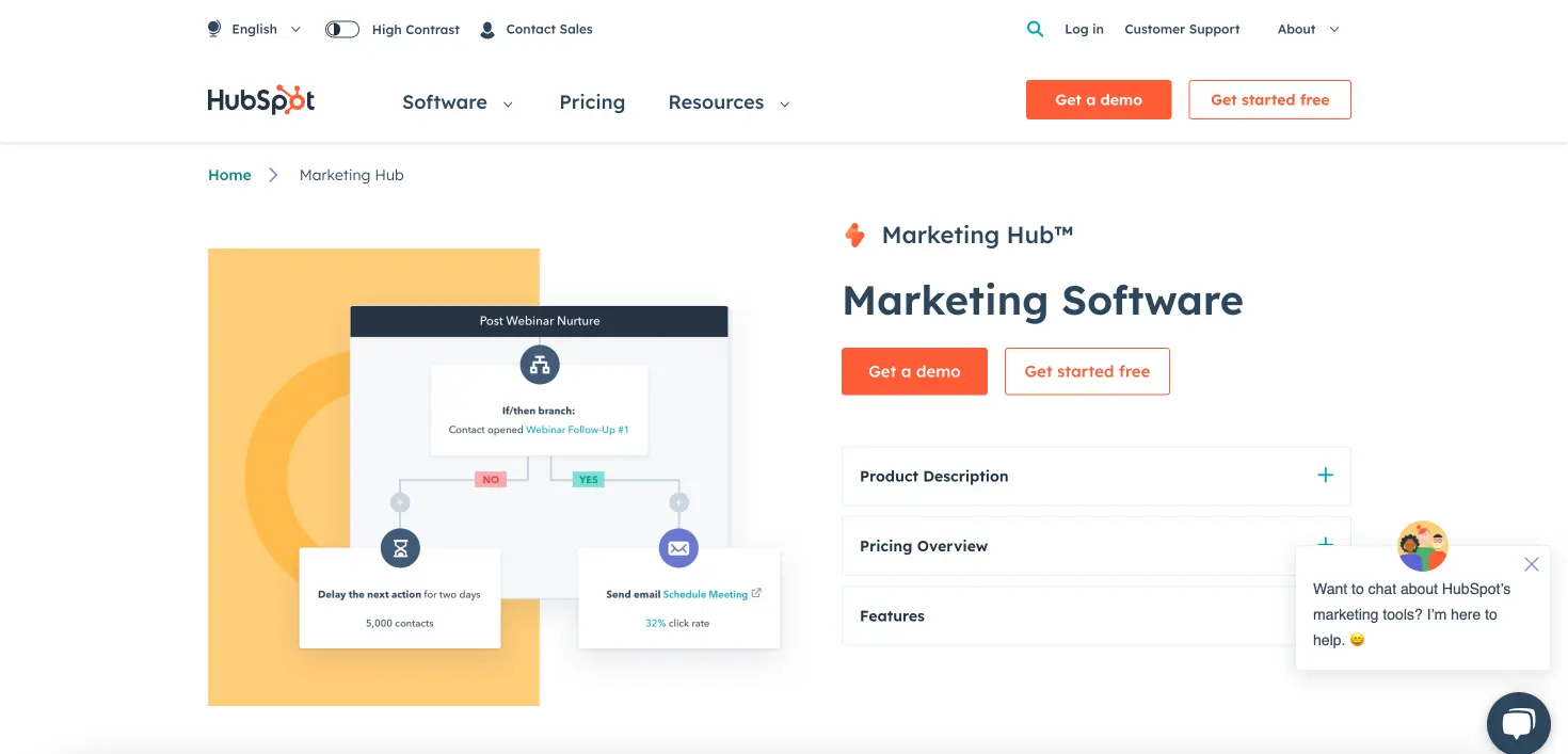 homepage of hubspot marketing software