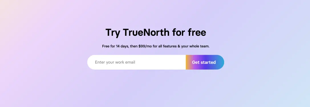 pricing page of TrueNorth website