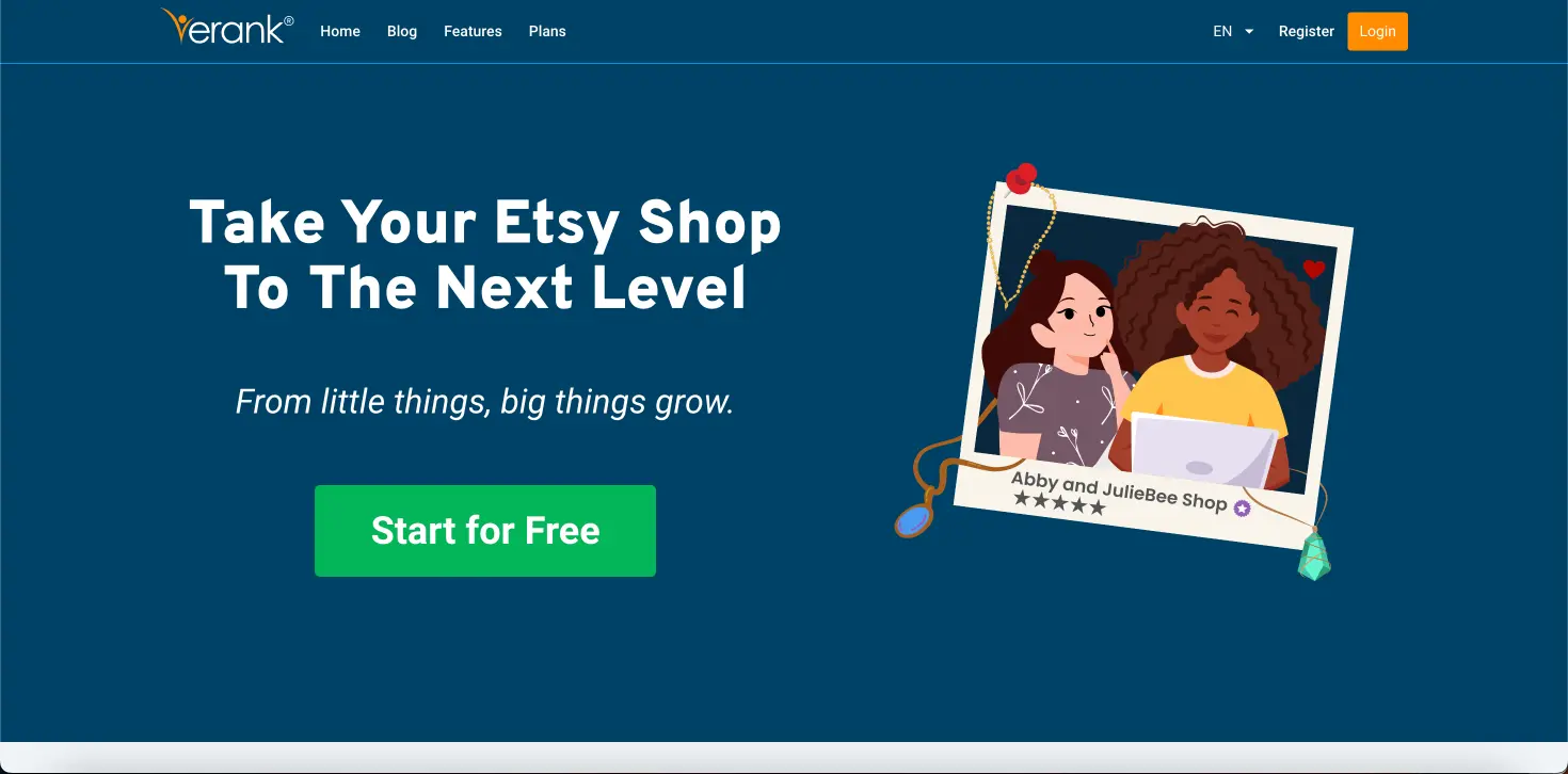Erank Etsy SEO Tool Homepage