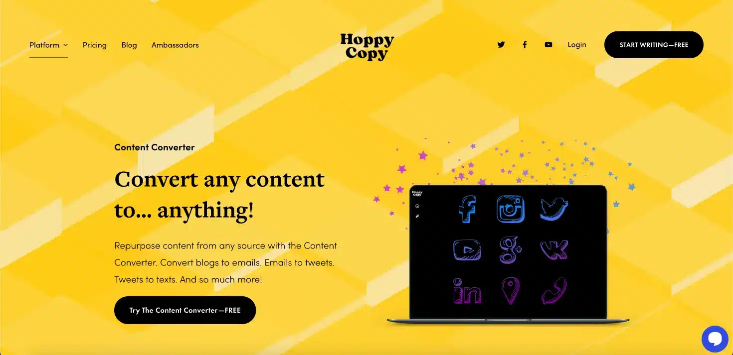 hoppy copy content converter feature page