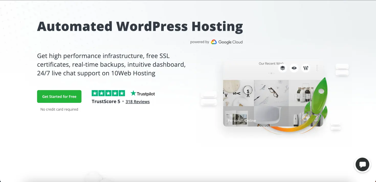 10web IO automated WordPress hosting feature page
